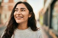 Young middle east girl smiling happy standing at the city Royalty Free Stock Photo