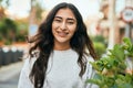 Young middle east girl smiling happy standing at the city Royalty Free Stock Photo