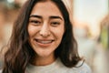 Young middle east girl smiling happy standing at the city Royalty Free Stock Photo