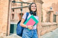 Young middle east student girl smiling happy walking at the university campus Royalty Free Stock Photo