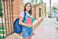 Young middle east student girl smiling happy walking at the university campus Royalty Free Stock Photo