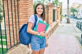 Young middle east student girl smiling happy walking at the university campus Royalty Free Stock Photo