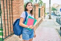 Young middle east student girl smiling happy walking at the university campus Royalty Free Stock Photo