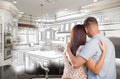 Young Military Couple Inside Custom Kitchen and Design Drawing C