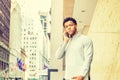 Young Mix Race American Man talking on cell phone, traveling, working in New York Royalty Free Stock Photo