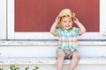 Young Mixed Race Chinese Boy Wearing Cowboy Hat Royalty Free Stock Photo