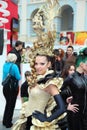 Young model with fanciful hairdo