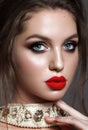 Young model with professional evening make up