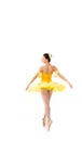 Young modern ballet dancer in yellow dress isolated on white background Royalty Free Stock Photo