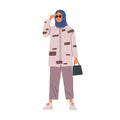 Young modern Muslim woman wearing trendy casual clothes and hijab. Stylish Arab female character in sunglasses and