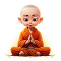 Young Monk Meditating in Lotus Pose. Generative ai