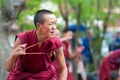 young monks debating in the Tashilunpo monastery Royalty Free Stock Photo