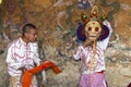 Bhutanese young monks dress up for celebrate, Tamshing Goemba , Nyingma , Bumthang, central Bhutan. Royalty Free Stock Photo