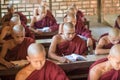 Young monks learning Buddhism in Bagan, Myanmar Royalty Free Stock Photo