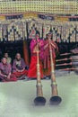 Young monks Tibetan Horn is a long trumpet use in Tibetan Buddhist ceremonies at Hemis