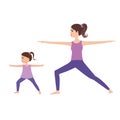 Young Mother and daughter doing yoga together