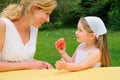 Young mother and daughter having Easter time