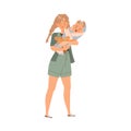 Young Mother with Her Adorable Baby in Newborn Wrap Vector Illustration Royalty Free Stock Photo