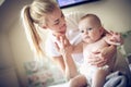 Young mother with her baby boy. Royalty Free Stock Photo