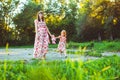 Mom and daughter are walking in the park Royalty Free Stock Photo