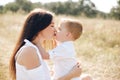 Young mother with her son outdoor