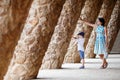 Young mother and her son walking Park Guell Royalty Free Stock Photo