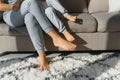 Young mother with her 4 years old little son dressed in pajamas are relaxing and playing in the bed at the weekend together, lazy Royalty Free Stock Photo