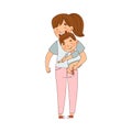 Young Mother Holding Her Baby Boy with Arms and Hugging Him Vector Illustration Royalty Free Stock Photo