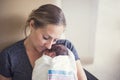 Mother holding her newborn premature baby in the hospital Royalty Free Stock Photo