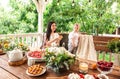 Young mother with kid in gazebo Royalty Free Stock Photo