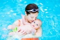 Young mother and little baby son in swimming pool Royalty Free Stock Photo