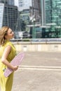 Young mother practising on skateboard