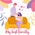 Young Mother Sitting on Sofa Give Breast to Child