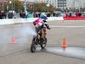 Young motorcyclist on a powerful motorcycle