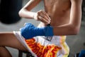 Young Muai Thai Boxer prepares for fight