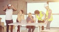 Group of multiethnic business people on construction site Royalty Free Stock Photo