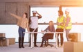 Group of multiethnic business people on construction site Royalty Free Stock Photo