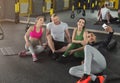 Young multiethnic group making selfie at gym Royalty Free Stock Photo