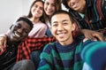 Young multiracial friends taking selfie together Royalty Free Stock Photo