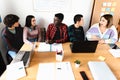 Young multiracial people studying in classroom Royalty Free Stock Photo