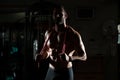 Young Muscular Man With Jumping Rope In Siluet