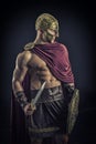 Young muscular man posing in gladiator costume Royalty Free Stock Photo