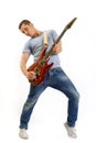 Young musician with guitar Royalty Free Stock Photo