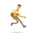 Young musician playing classic guitar vector Illustration