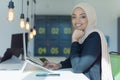 Young muslim African American business woman as a leader at work. Teamwork and multiethnic concept. Happy successful business Royalty Free Stock Photo