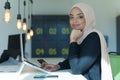 Young muslim African American business woman as a leader at work. Teamwork and multiethnic concept. Happy successful business Royalty Free Stock Photo