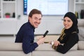 Young muslim couple enjoing time together at home during Ramadan