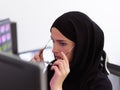 Young muslim female graphic designer preapring for work Royalty Free Stock Photo