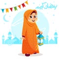 Young Muslim Girl Celebrating Ramadan