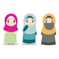 Young Muslim Girls with Different Clothes. Royalty Free Stock Photo